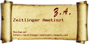 Zeitlinger Ametiszt névjegykártya